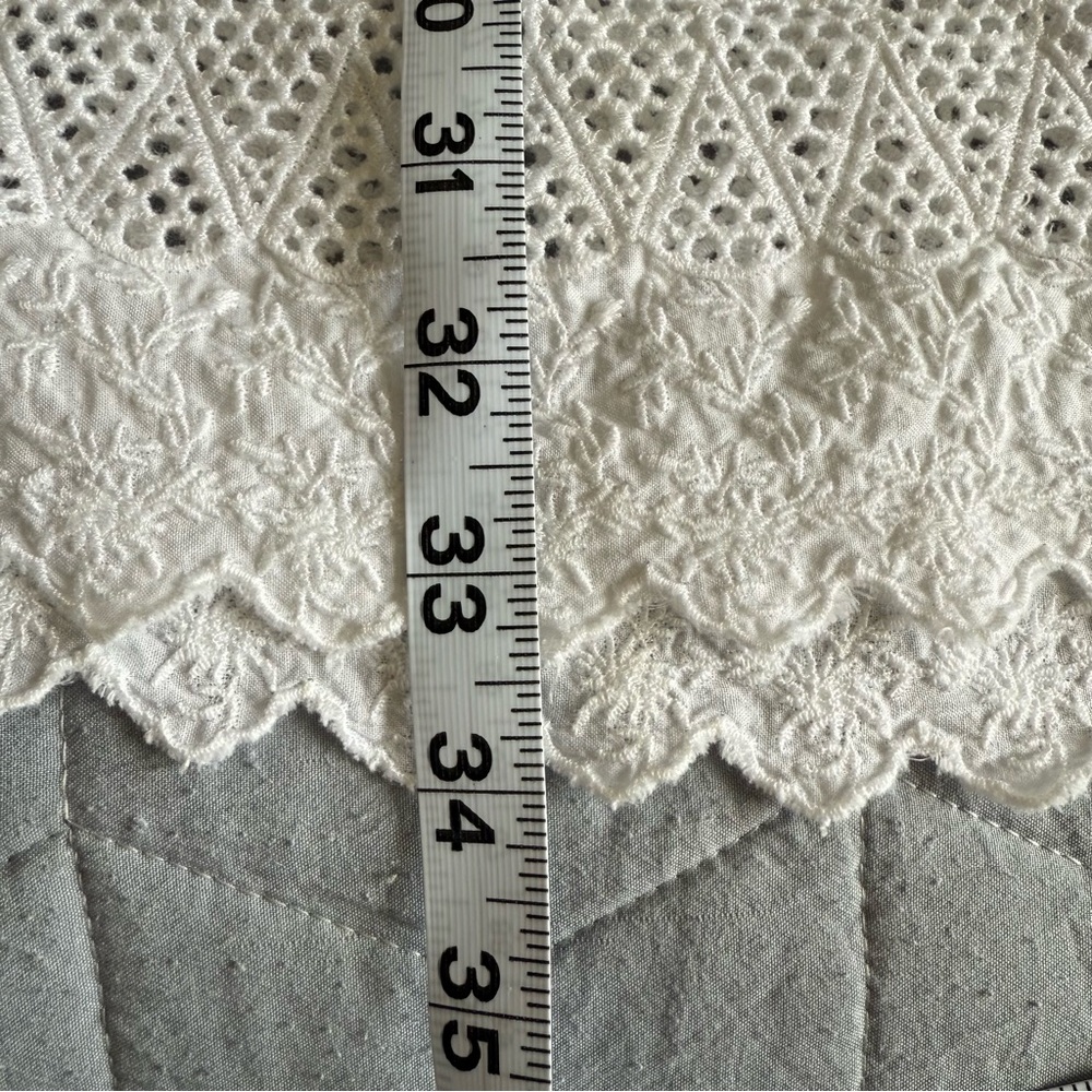 GAP White cotton Midi Skirt with Lace Hem, cottage core, coastal grandma, - Picture 9 of 10